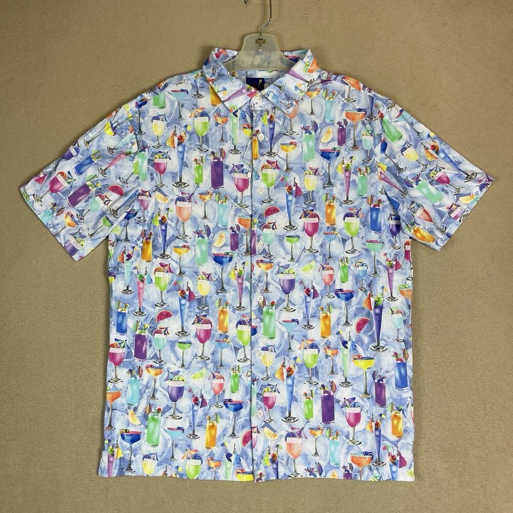 Michaels‎ Shirt Mens L Multicolor Summer Cocktail Party Print Short Sleeve
